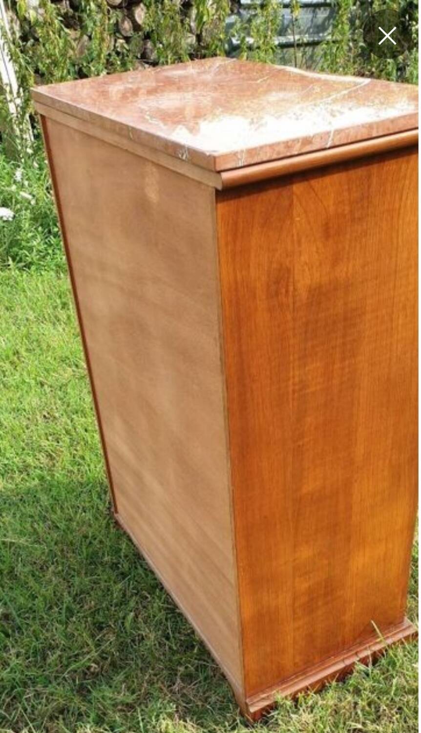 Mahogany and marble chest of drawers or chiffonier