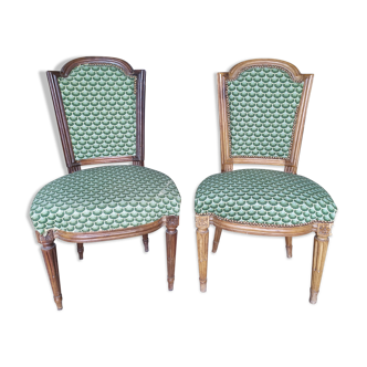 Louis XVI chairs in mahogany and solid walnut
