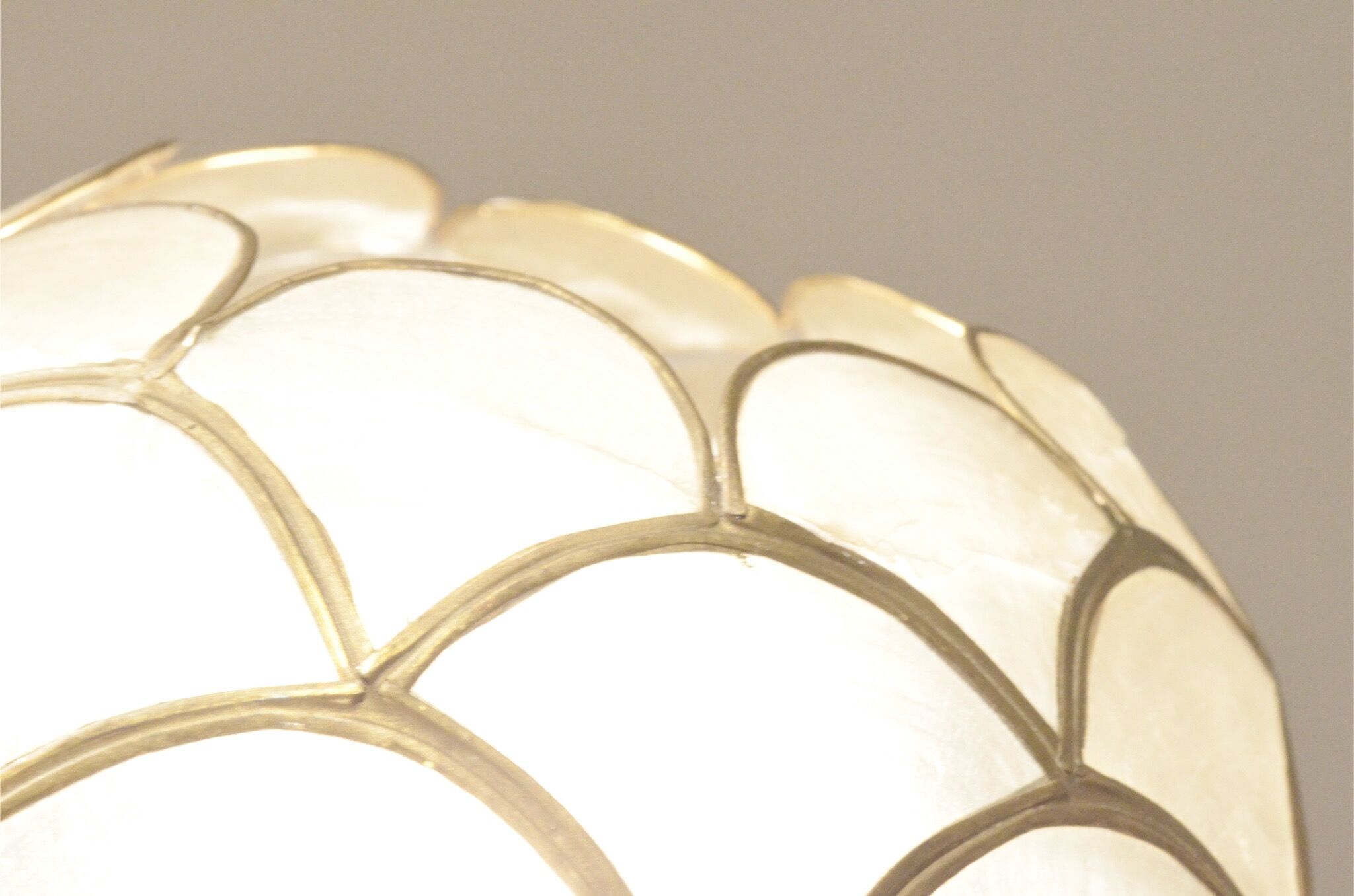 Lampadaire floral laiton & nacre 1970s