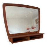 Rare vintage Danish teak mirror with 2 compartments - mid-century mirror