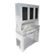 Grey painted pine sideboard with display cabinet and mirror effect glass, early 20th century.