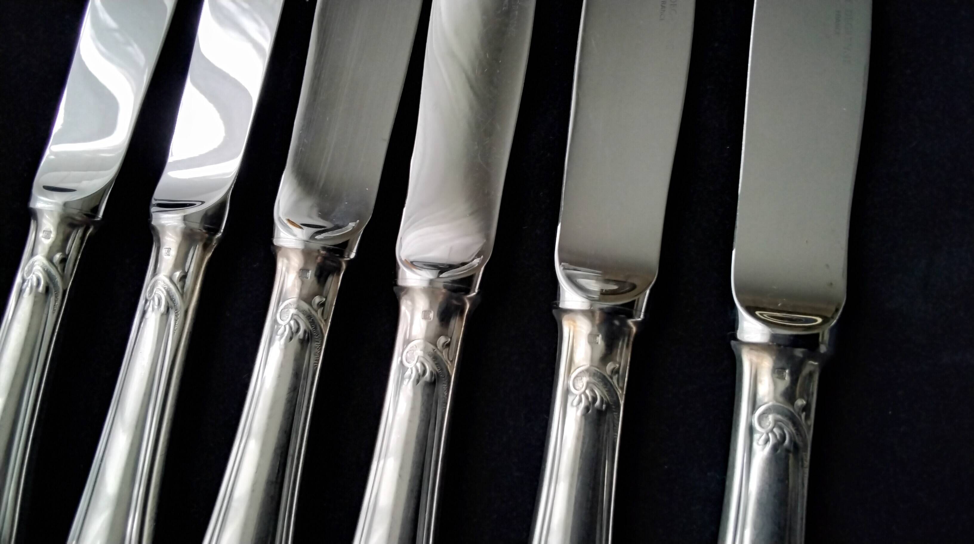 12 Guy Degrenne Rocaille pattern table knives (RESERVES)