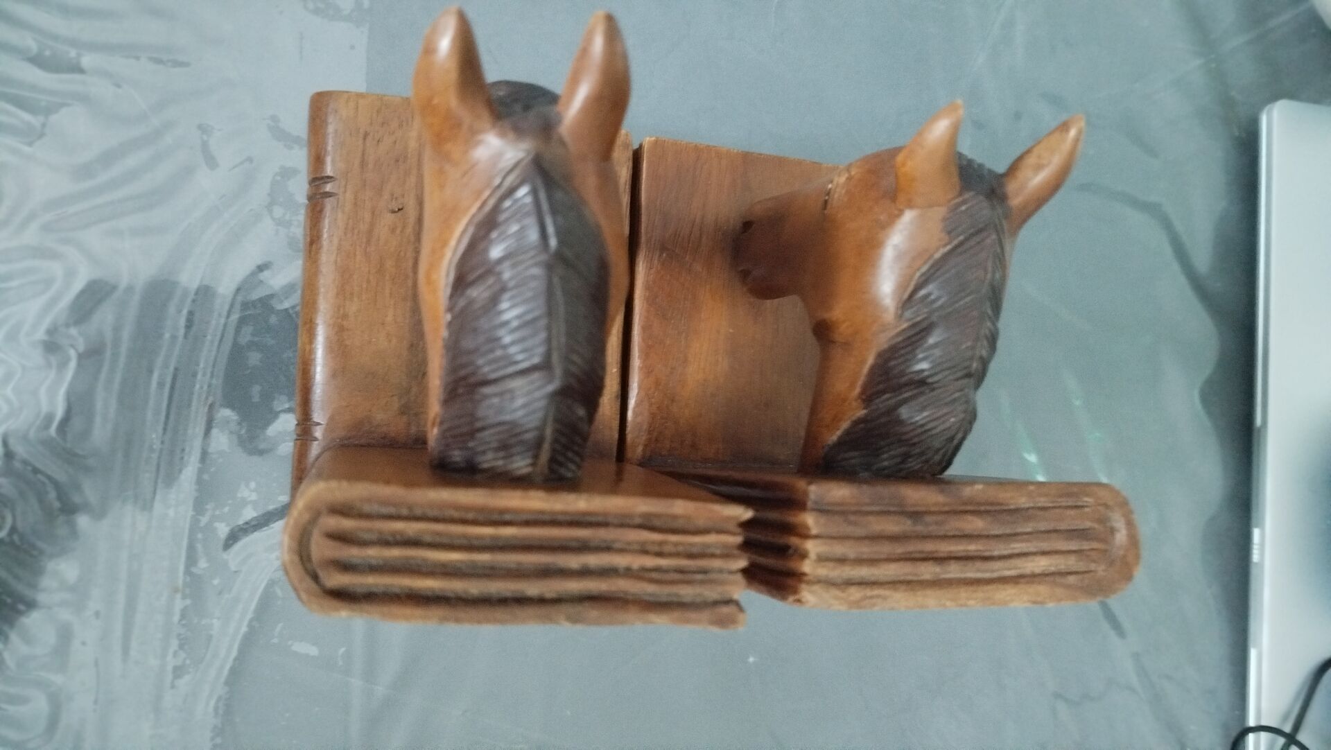 Wooden horse bookends