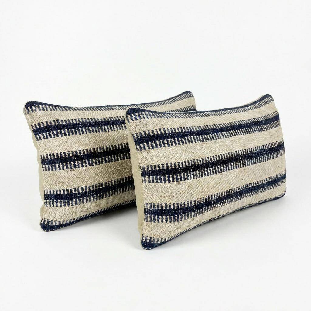 Set of 2 vintage kilim cushion covers 25x51 cm