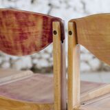 4 vintage canteen chairs in beech, 1980.