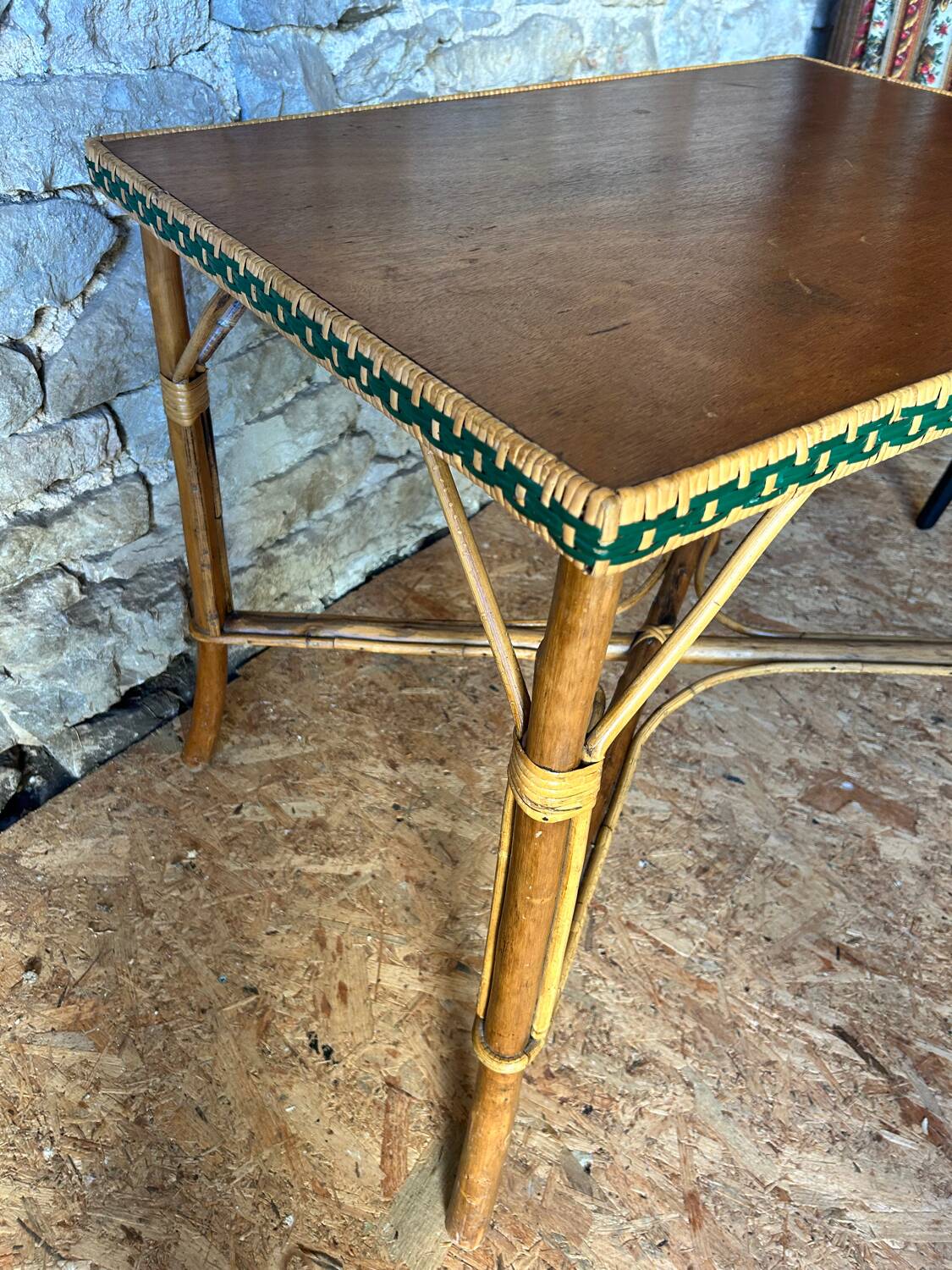 Rattan and wicker table from the 60s/70s