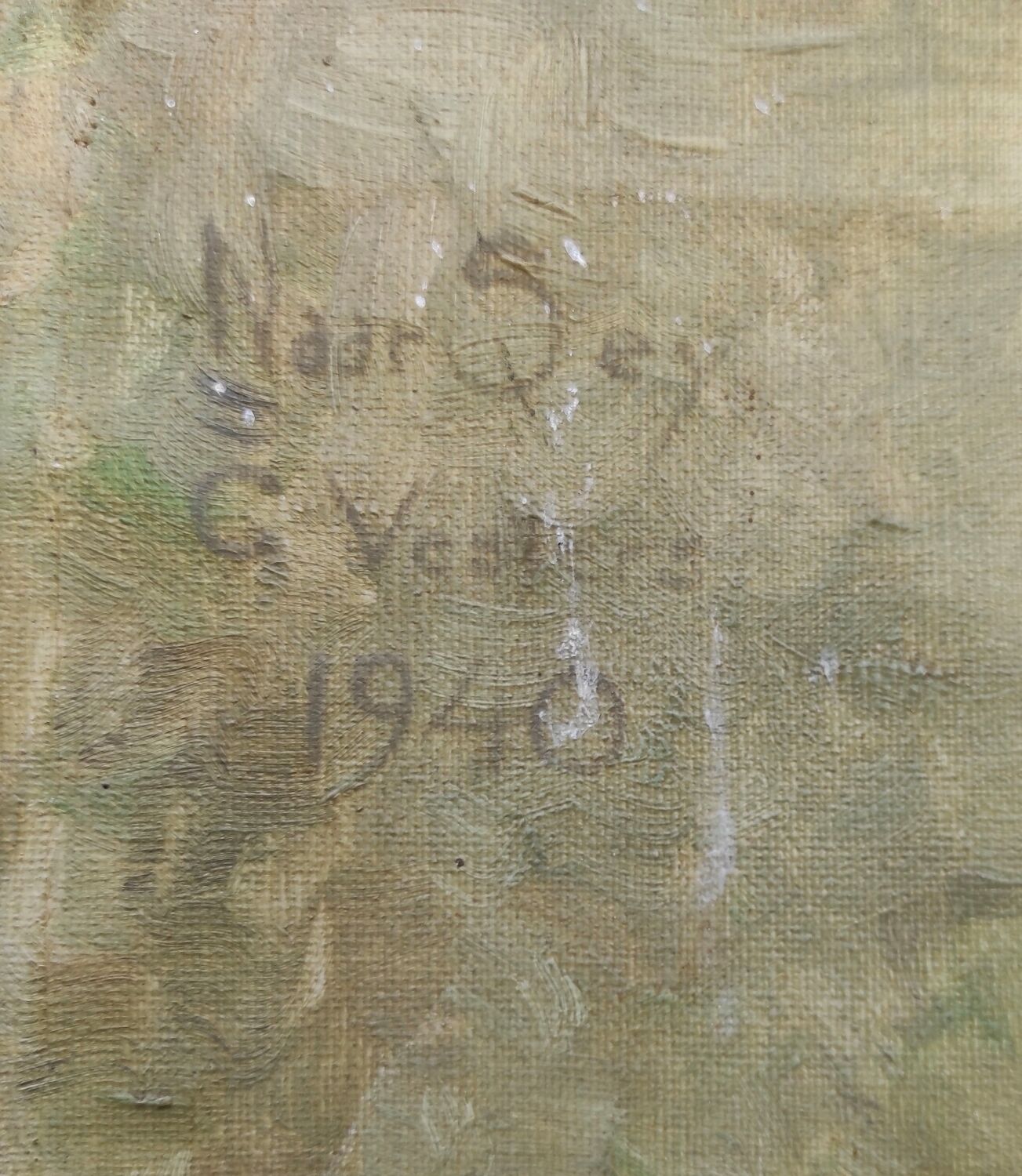 Dutch oil painting of Madonna and Child, signed C. Vesters, 1940