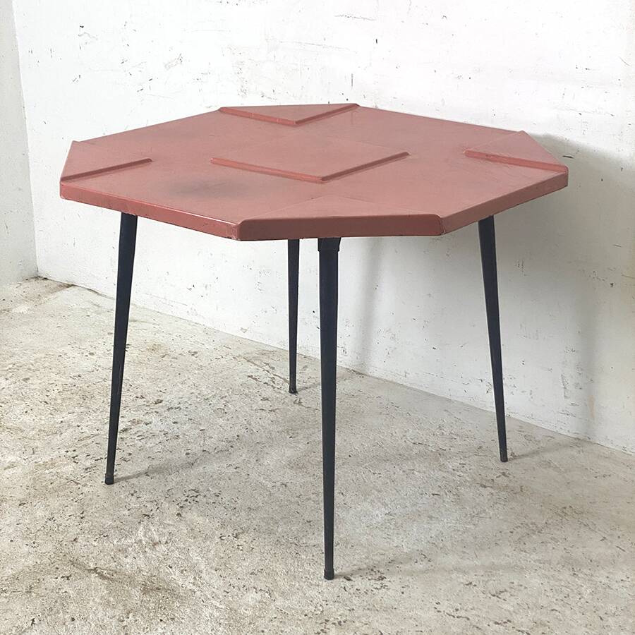 Canteen table from the 70s in resin and metal