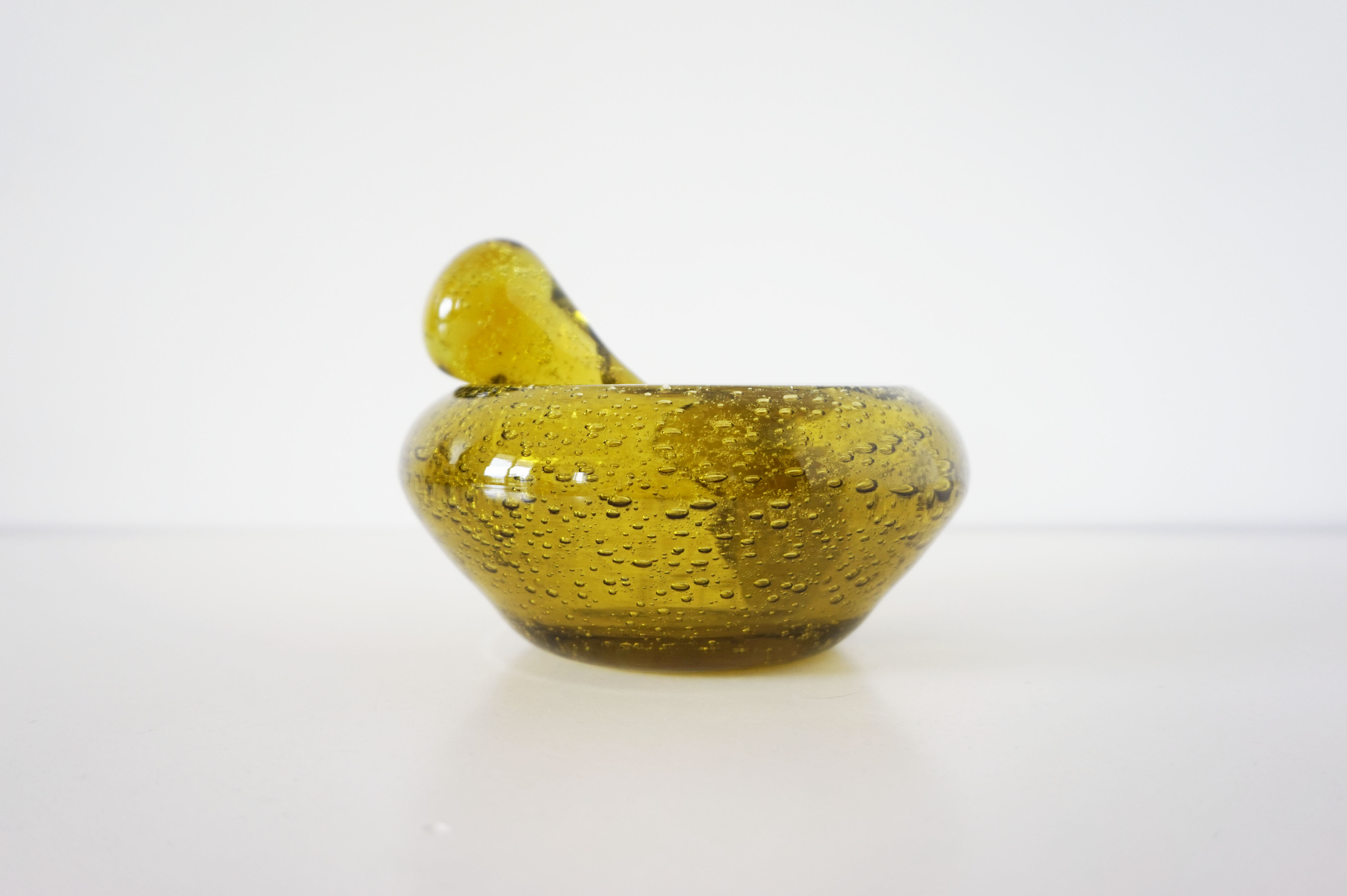 Green bubble glass ashtray 1960