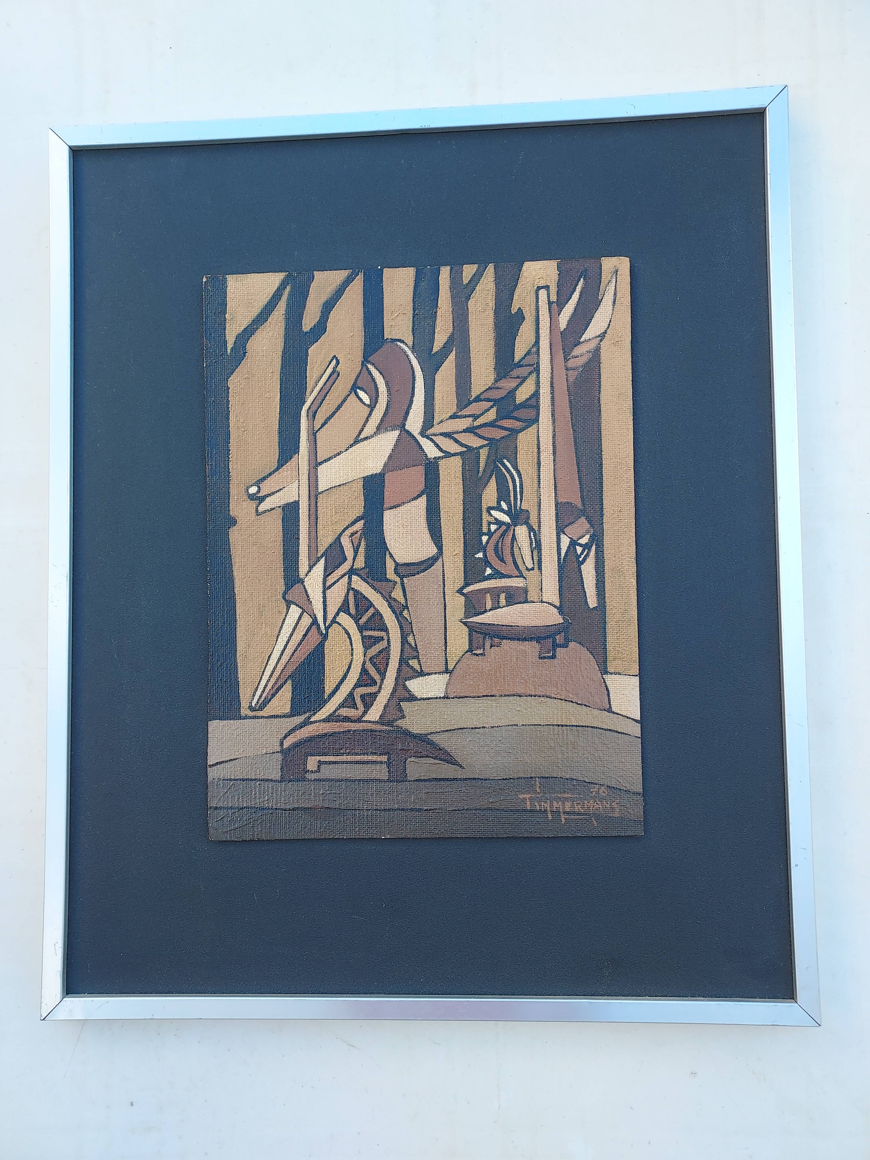 Tableau contemporain encadré signé timmermans