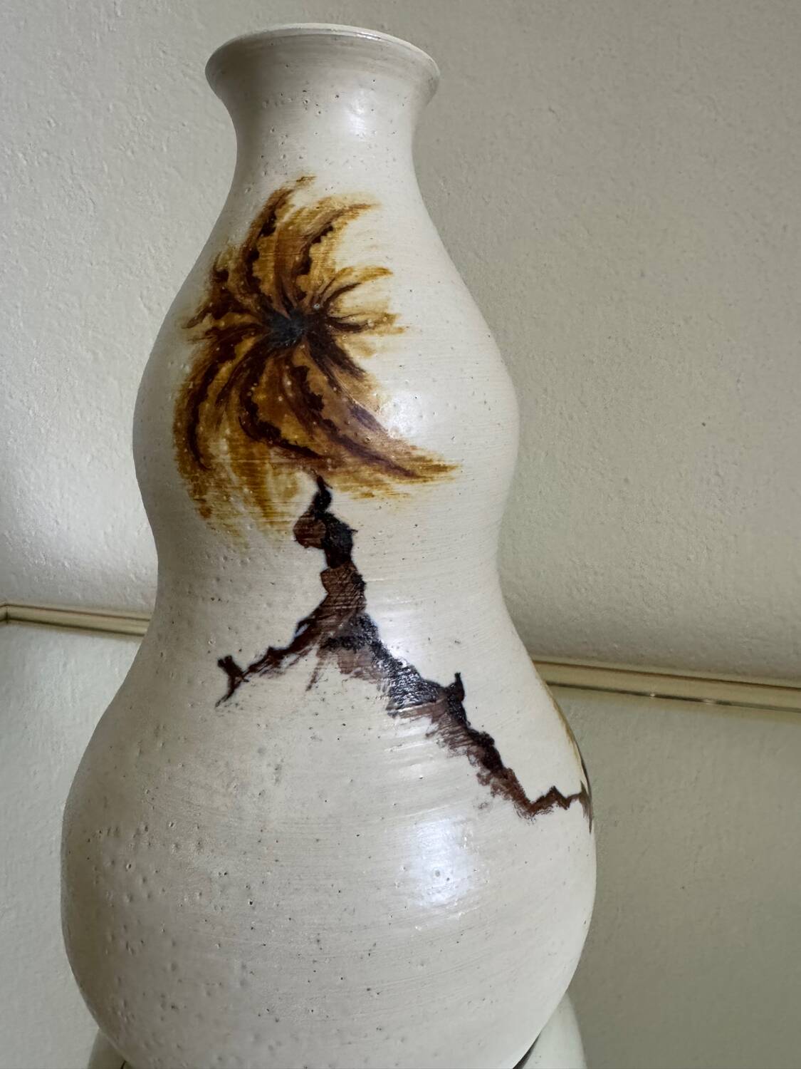 Chouzet stoneware double gourd vase from the 70s