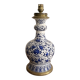 Ancien Lampe Poser Faïence Style Delft Motif Bleu Tulipe Floral