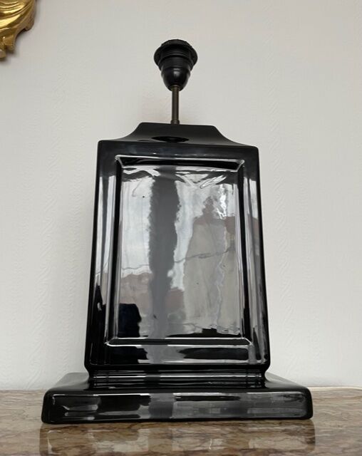 Vintage black ceramic lamp base 1980