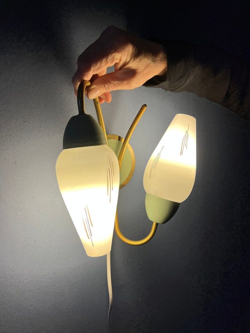 Mid-century opaline glass wall lamp