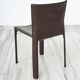 Set of 5 dark brown leather dining chairs