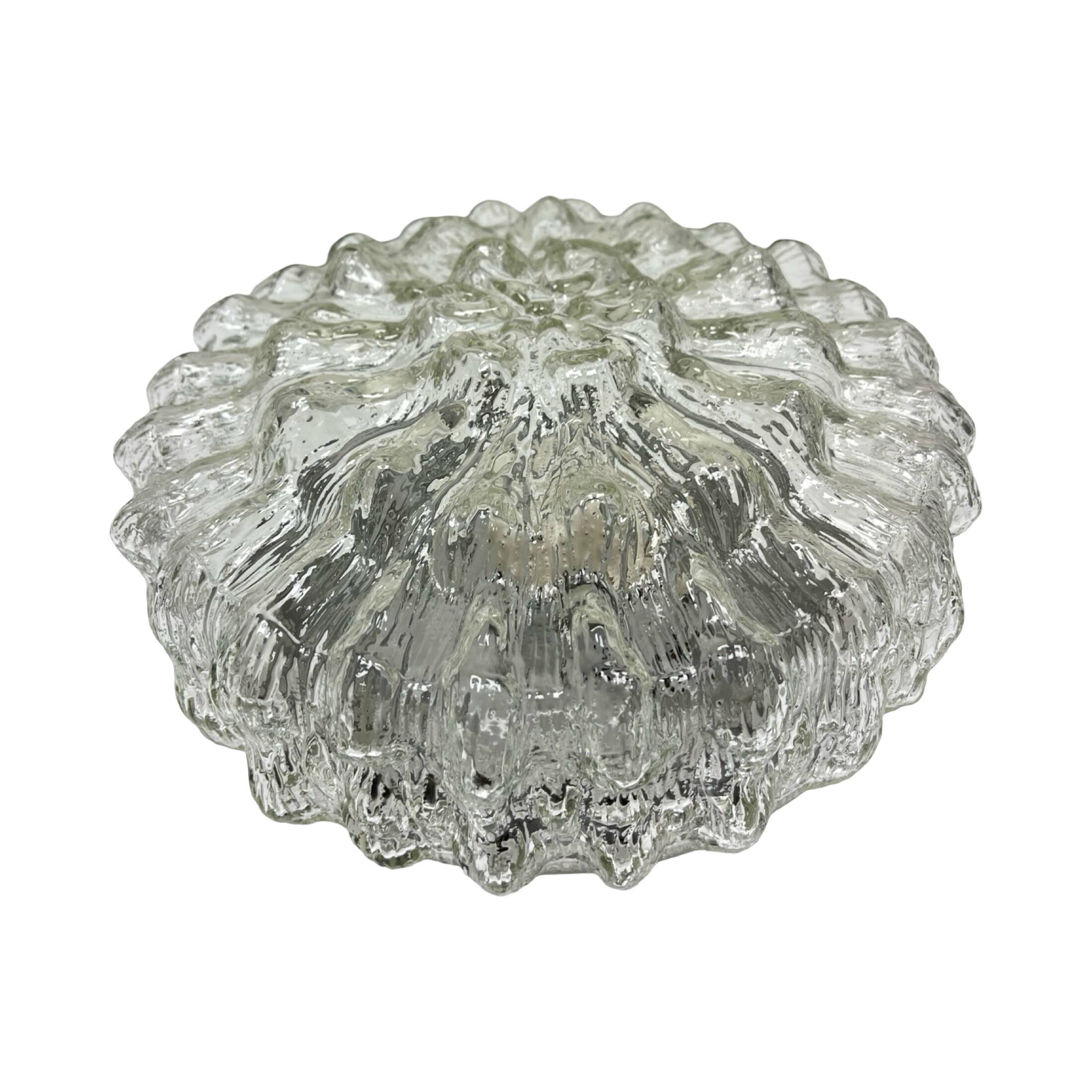 Crystal Ceiling Lamp, Wall Lamp RZB 32310 Floral Motif / Ice Glass, Germany