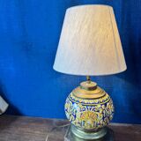 Gien lamp – blue earthenware and brass – early 20th century