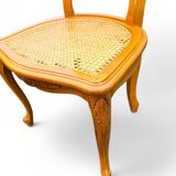 6 chaises de style Louis XV en merisier et cannage