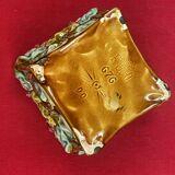 Barbotine flower pot with cyclamen floral decoration - Onnaing - Height 16 cm