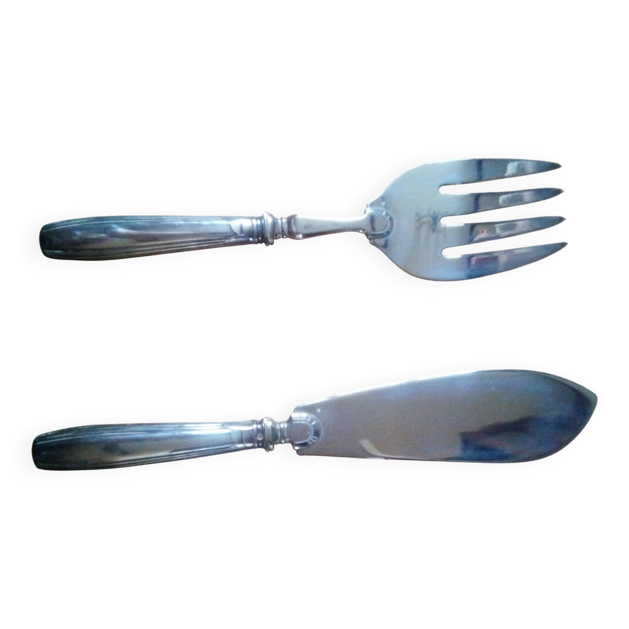 Silver-plated fish service in good condition, 20th century