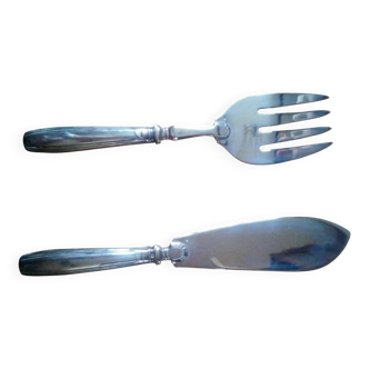 Silver-plated fish service in good condition, 20th century
