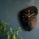 Vintage formica clock asymmetrical silent wall clock "Black Lutecia"
