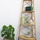 Corner rattan shelf