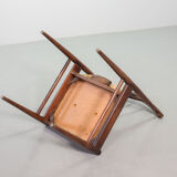 Chaises de salle à manger scandinaves à dossier fuseau en palissandre et revêtement blanc cassé