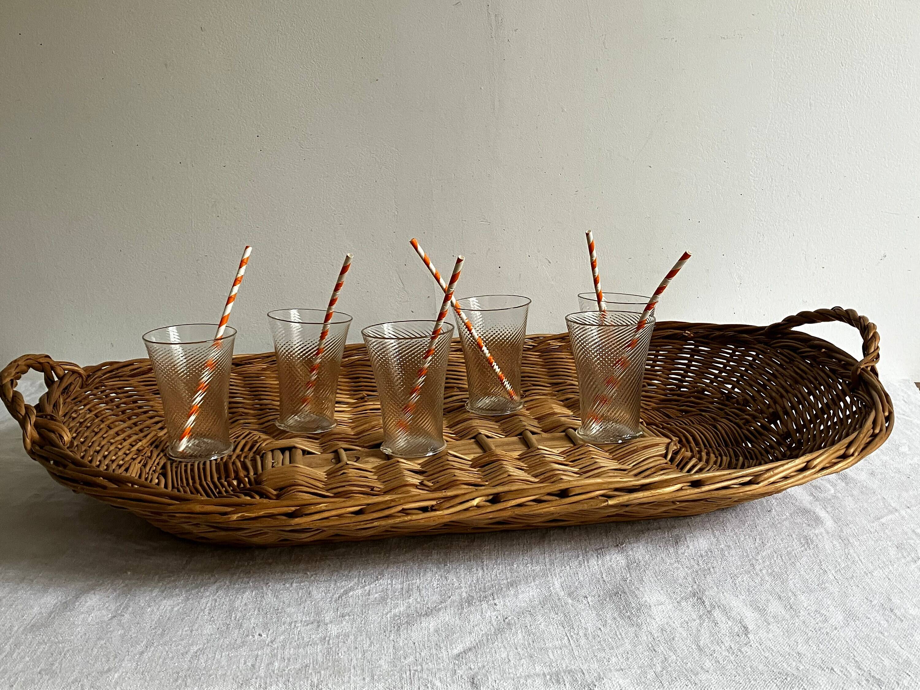 Large woven wicker tray