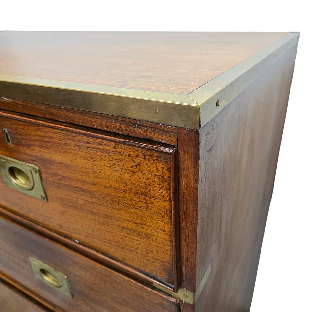 Antique English Mahogany Campaign Chest Of Drawers, 1820/30s