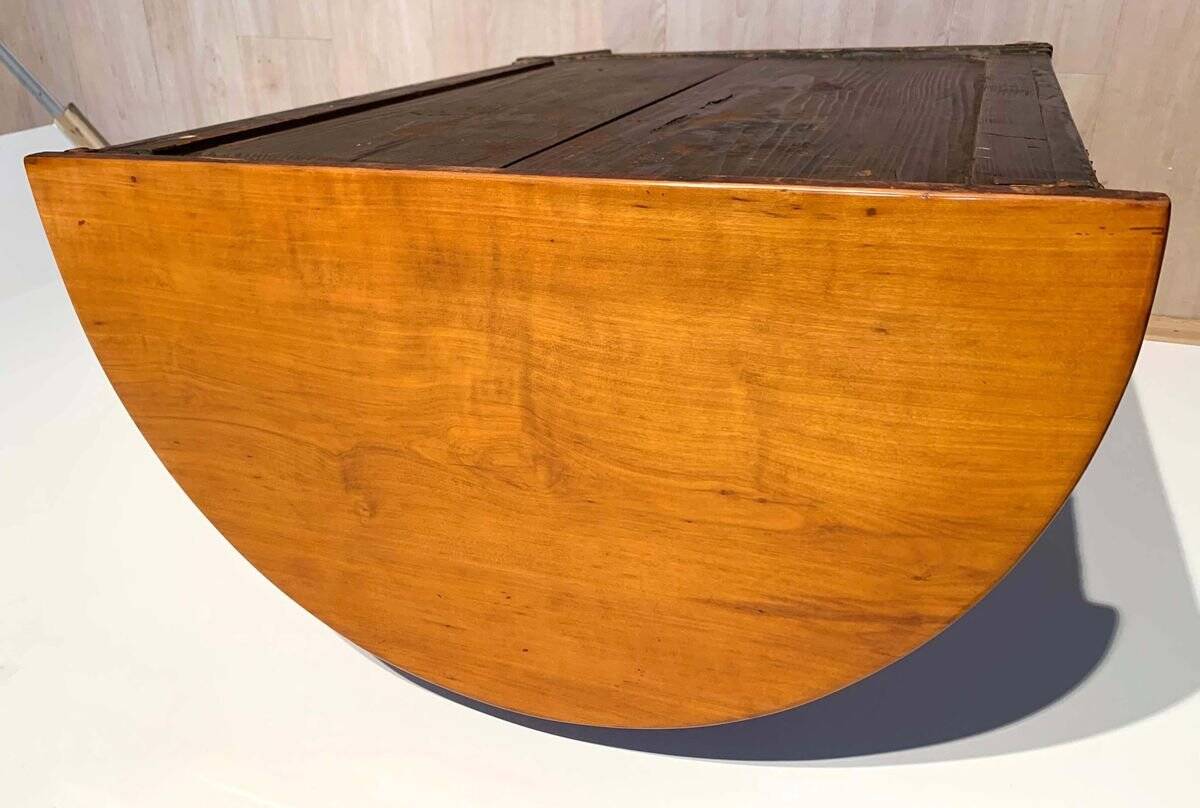 Biedermeier Demilune Half Cabinet in Cherrywood and Brass, France, 1810s