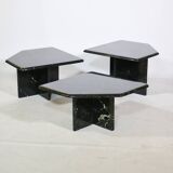 Postmodern marble nesting tables Italy, set of 3, 80s 90s