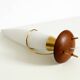 Large 1950s table lamp made of brass and teak, with a frosted glass shade