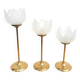 Set of 3 flower candle holders in gold-plated brass