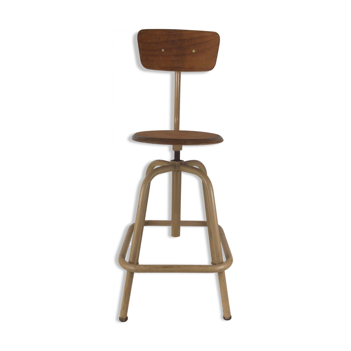 Industrial chair with metal and wood screws