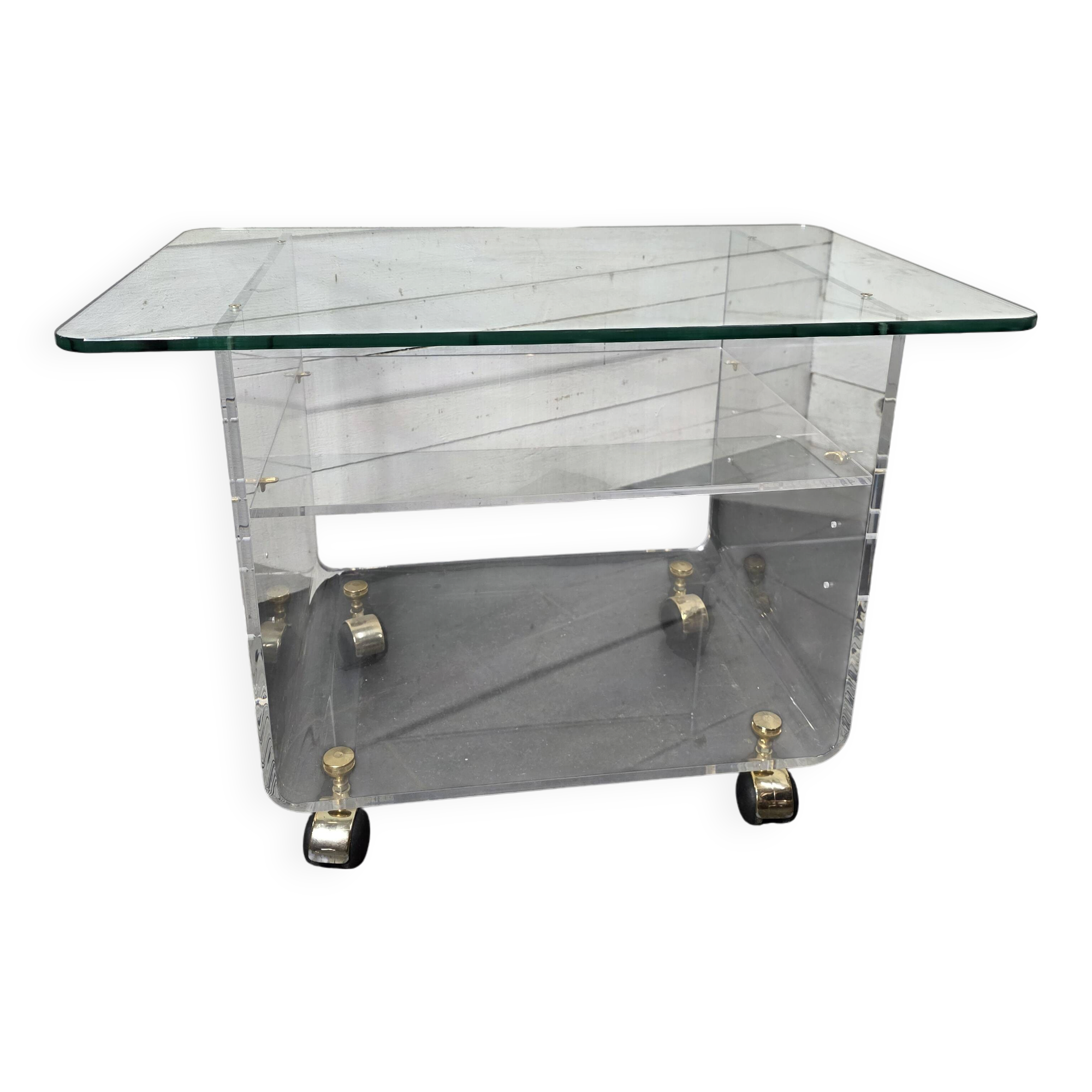 Vintage Plexiglas and Glass Coffee Table by David Lange 1970s