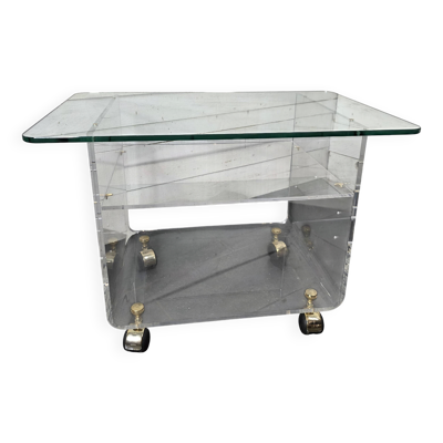 Table Basse Vintage en Plexiglas et Verre par David Lange Années 70