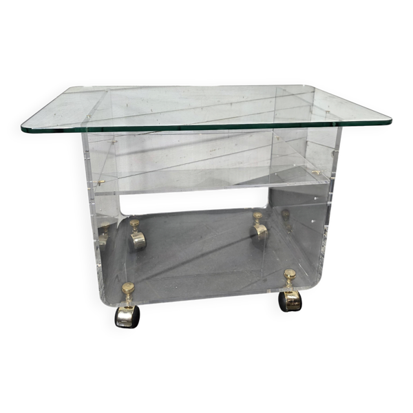 Table Basse Vintage en Plexiglas et Verre par David Lange Années 70