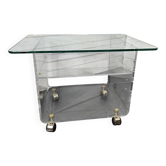 Table Basse Vintage en Plexiglas et Verre par David Lange Années 70