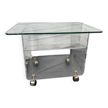 Table Basse Vintage en Plexiglas et Verre par David Lange Années 70