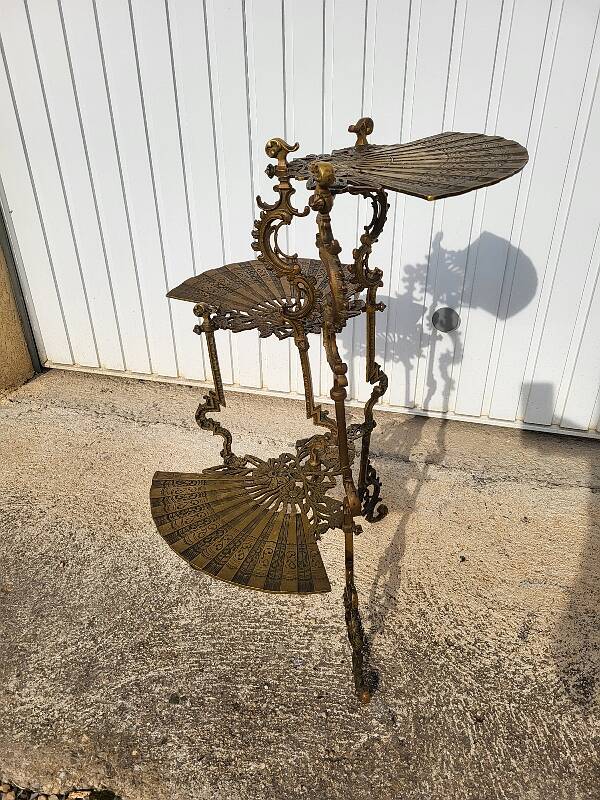 3-tier bronze napoleon iii pedestal table plant holder from the 19th century