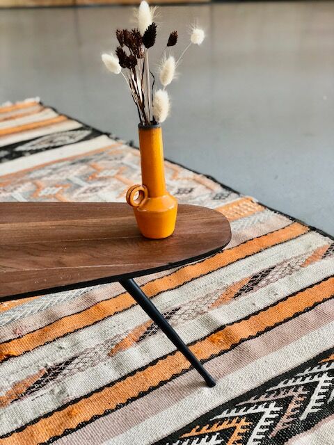 Teak and metal coffee table