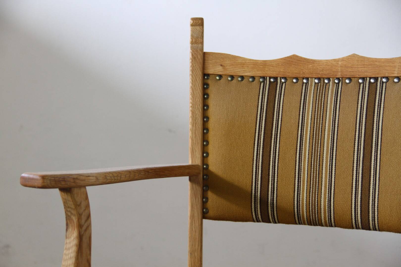 Vintage Danish Solid Oak Brutalist Armchair, Henning Kjærnulf style, 1960s