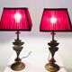 Pair of vintage golden acanthus leaf decorative lamps