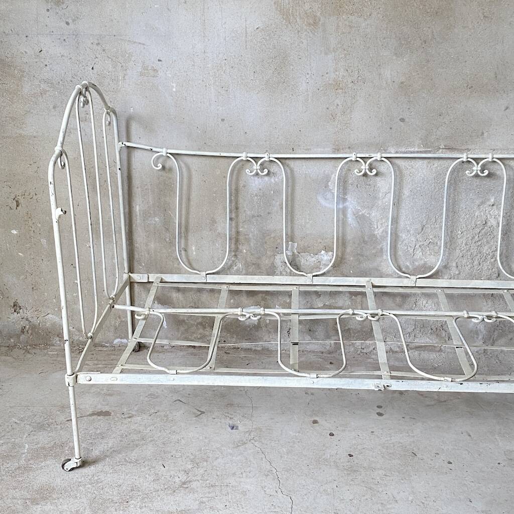 Vintage 1950s wrought iron bed bench