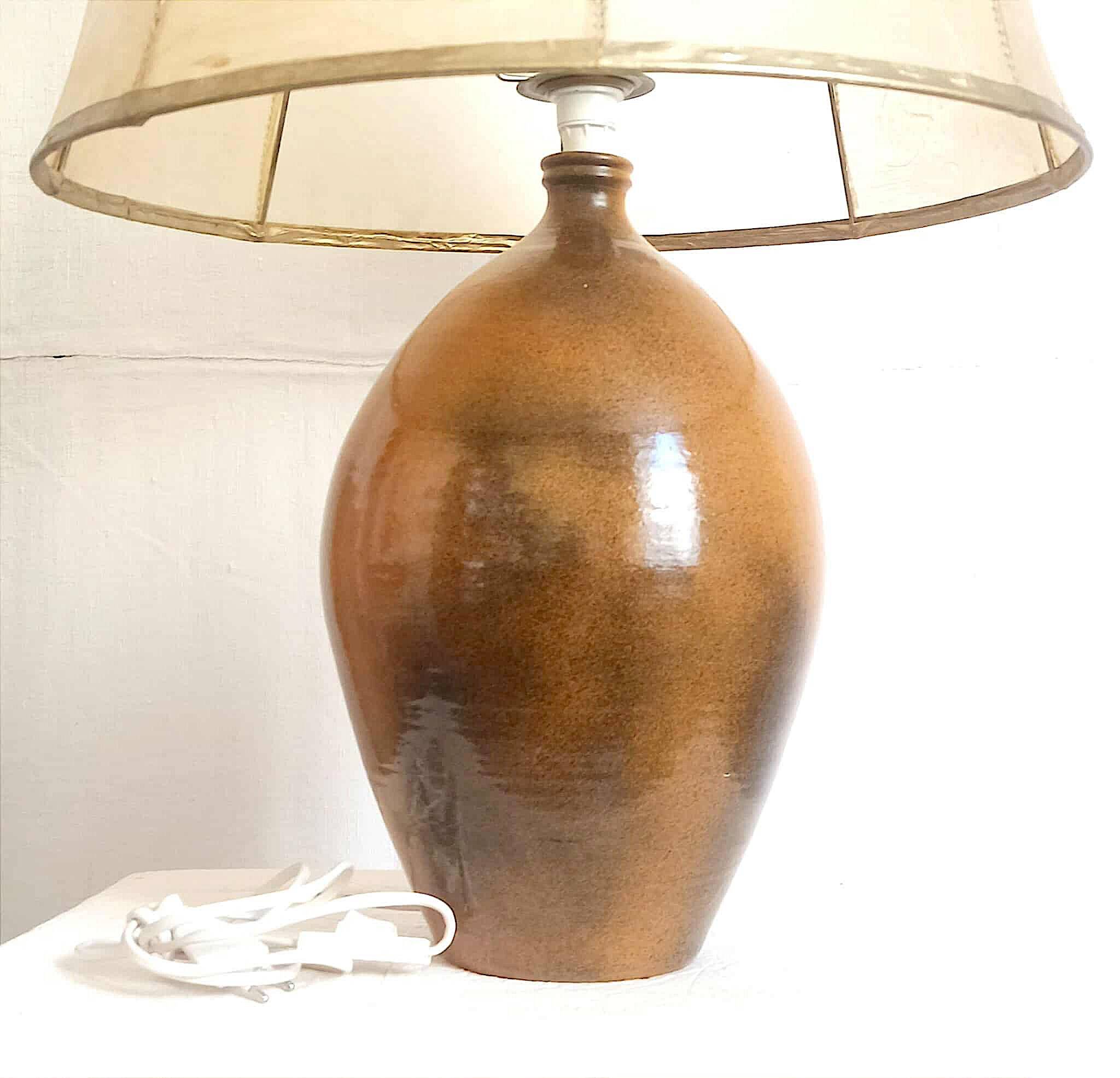 1970s Terracotta Ceramic Lamp, Height 69 cm