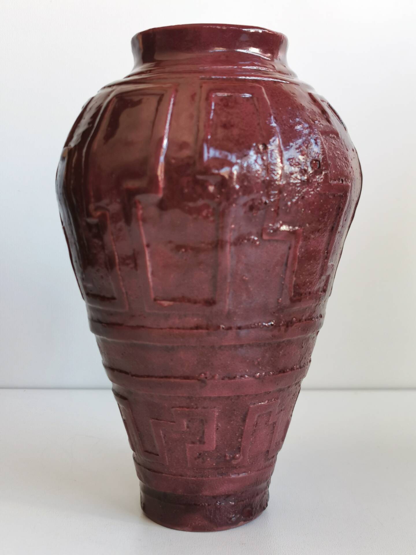 Glazed terracotta vase Art Deco signed WW