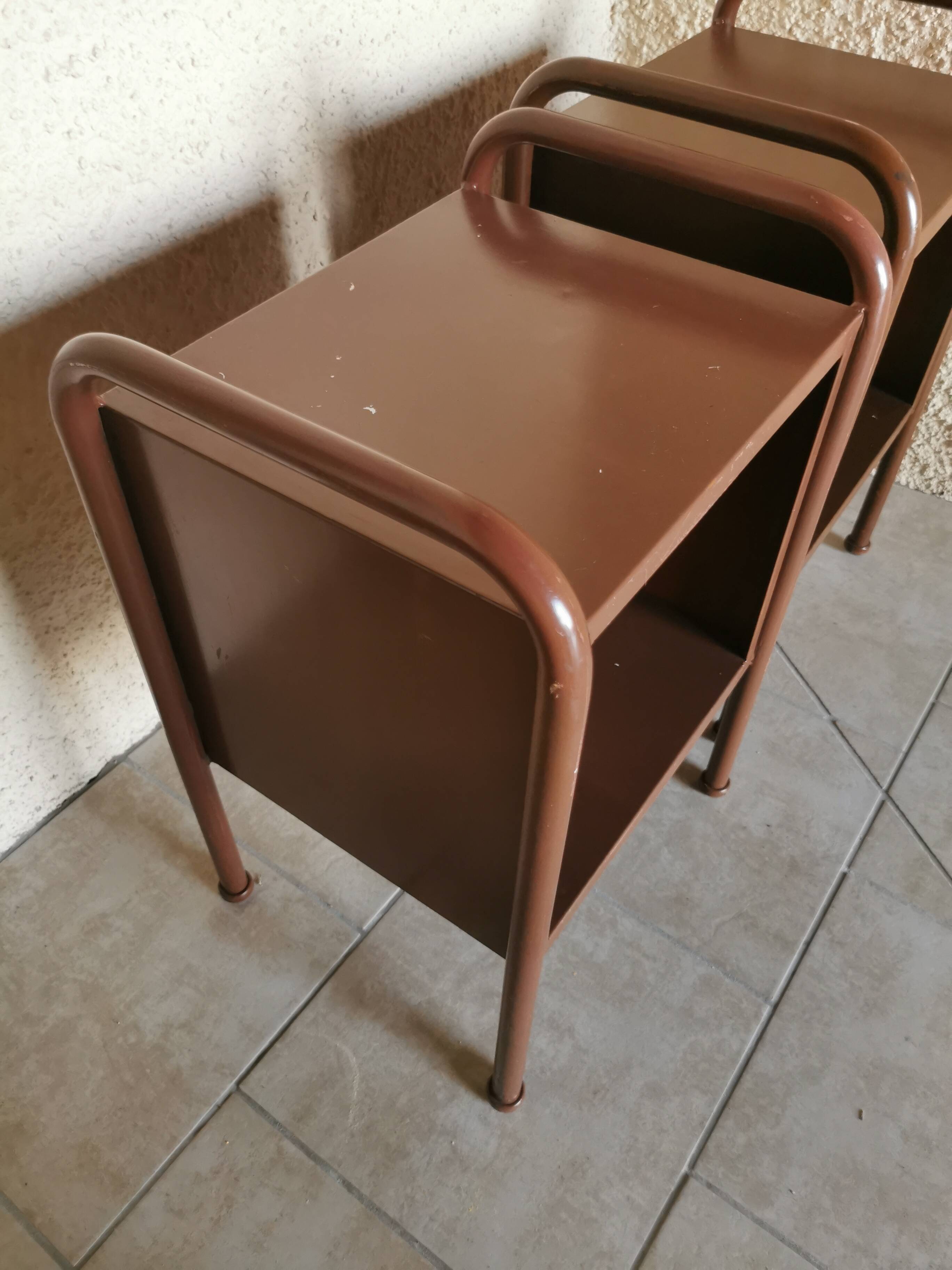 Pair of boarding school bedside tables