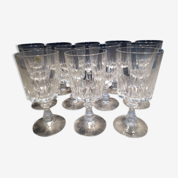 Series of 12 crystal glasses of arques series Louvres size n°2, original box 1960/70