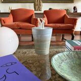 Mid-century style blue artistic ceramic vase, Gabriele Bucci Italy ca. 2000